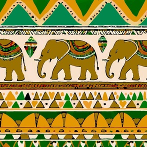 Tribal Elephant Fabric, Wallpaper and Home Decor | Spoonflower